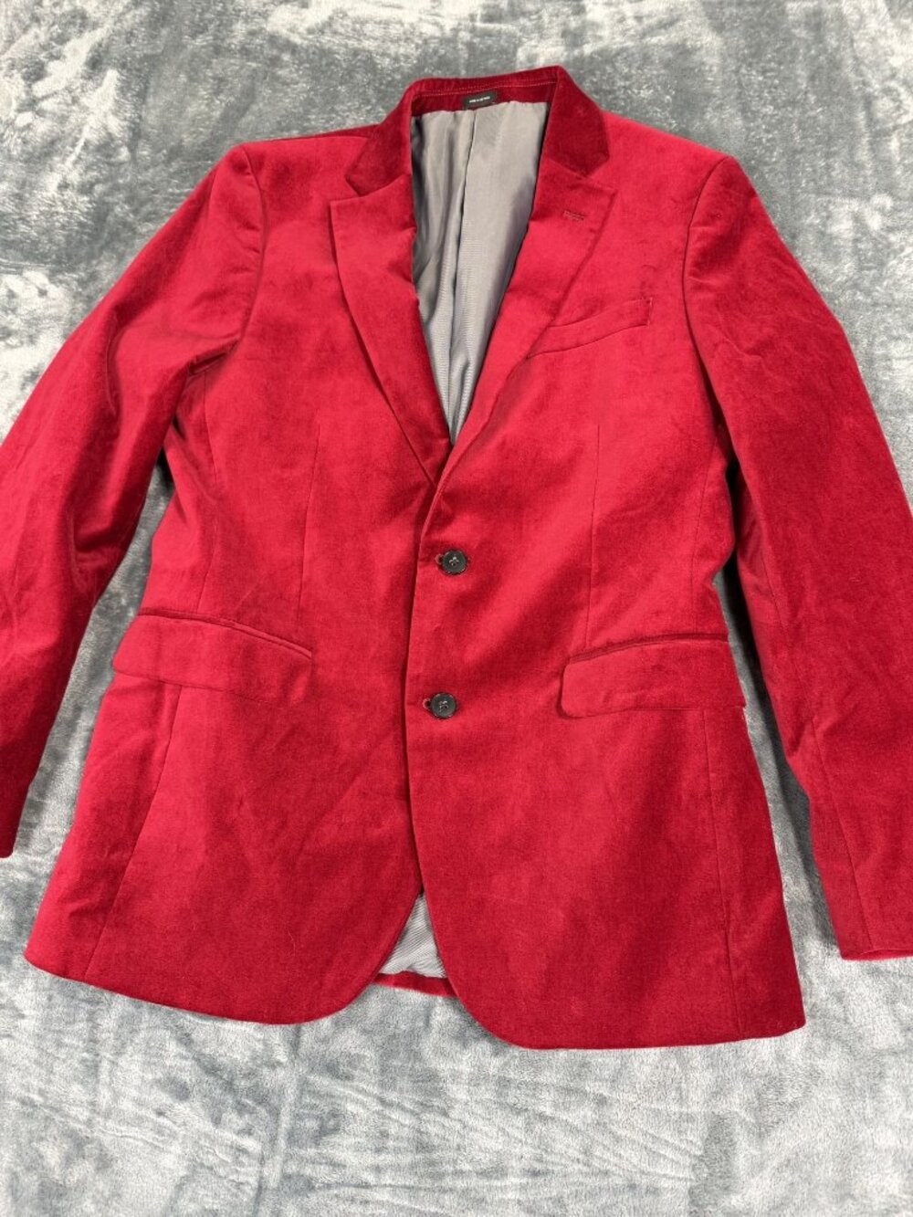 J Ferrar Mens Red Velvet Slim Fit Two Button Blazer Size 40R